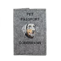 Art-Dog Reisepasshülle Handgefertigt Muster, 17x12,5cm, Dobermann I
