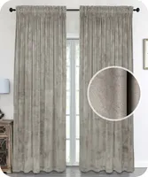 BEAUTEX Samt Vorhang, Kräuselband Verdunkelung Gardine, U-Band Velvet Blickdicht, 140x245 cm, Farbe wählbar (Taupe)