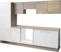 Kuchynský blok Flex Well Samoa 270 cm farba čela biela sonoma dub matná farba korpusu sonoma dub