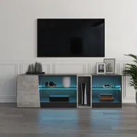 Mondeer TV-Lowboard TV-Schrank mit LED-Beleuchtung 140cm breit Schwarz und Grau