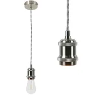 ZMH Hängelampe E27 Hängende Vintage Lampenfassung Silber Hängesockel Strip 1.3M Wire Pendelleuchte für Wohnzimmer Restaurant Bar Weinkeller
