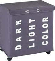WENKO Wäsche Sammler TRIVO 116 L Korb Fächer Sack Sortierer Organizer auf Rollen