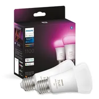 Philips Hue LED Leuchtmittel-Set White & Color Ambiance E27 RGB, 2 Stück Standardform 9 W warmweiß-kaltweiß RGB