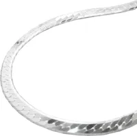 Kette 3mm Panzerkette flach gedrückt glänzend diamantiert Silber 925 50cm