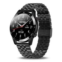 TPFNet Smartwatch mit Edelstahl Armband - individuelles Display - Smartwatch EKG Armbanduhr mit Musiksteuerung uvm. - Modell SW19 - Schwarz