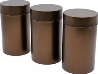 Dosenritter | 3 x runde Teedose / Vorratsdose, metallic kaffeebraun, aromadicht aus Metall für je 200g Earl Grey | 14,5 x 8,3 (H,ø) | Gewürzdose