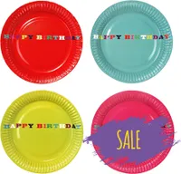8 Pappteller, bunt | Happy Birthday
