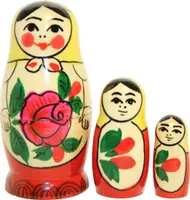 Semenovskaya Rossijanotschka Matrjoschka Matröschka Matroschka Babuschka 7cm Höhe - 3 Holz-Puppen - klassisch Матрёшка