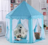Kinderspielzelt mit klappbarem Dach, blau mit weißen Streifen, Durchmesser 140cm, Höhe 135cm