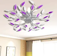 vidaXL Deckenlampe Lila und weiße Blätterranken mit Acryl-Blättern 5x E14