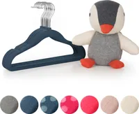 Blumtal 50er-Set Kleiderbügel für Kinder mit Samtbezug - Kinderkleiderbügel platzsparend, Baby Kleiderbügel samt für Kinderkleidung und Babykleidung, 360° drehbar, Dunkelblau