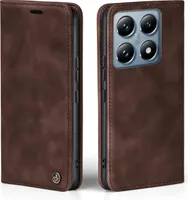 Handyhülle für Xiaomi 14T Pro Klapphülle Bookcase Flip Cover Handy Tasche Hülle Etui Farbe: Dunkelbraun