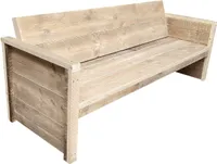 Wood4You Gartenbank Holz "Vlieland" - Wetterfest Massivholz rustikal - Holzbank Sitzbank Balkonmöbel Terassenmöbel ohne Kissen - DIY Baumbank mit Lehne - Gerüstholz