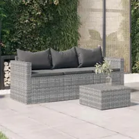 vidaXL Zahradní pohovka 3-sed s polštáři Grey Poly Rattan