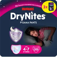 Huggies DryNites Windeln Windelhosen Mädchen 4-7 J. (17-30kg) Monatspack 30 St.