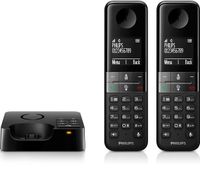 Philips - D4752B DECT-Telefon, Strahlungsarmes Schnurlostelefon mit Anrufbeantworter, 2 Mobilteile, 4,6-cm-Display, Freisprechfunktion, HQ-Sound, 16h Sprechzeit