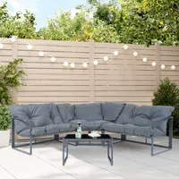 Loungeset 'Karg' Sofa mit Couchtisch Kissen Dunkelgrau