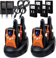 Retevis RT602 Walkie Talkie Kinder, Funkgeräte Aufladbar 4er, mit 8 Kanäle Taschenlampe, Batterien und Ladegerät, Spielzeuggeschenk für 3–12-Jährige (2 Paar, orange)