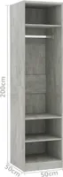 vidaXL Šatníková skriňa betónová sivá 50x50x200 cm odvodený výrobok z dreva