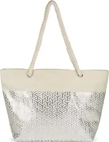 styleBREAKER Damen XXL Große Strandtasche mit Metallic Infinity Muster und Reißverschluss, Schultertasche, Shopper 02012347