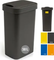 Mülleimer 50l mit Deckel, Schwingdeckel Abfalleimer Küche in Schwarz