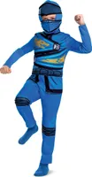 Disguise Offizielles Lego Jay Ninjago Kostüm Kinder Jungen, Ninja Kostüm Kinder Anzug Faschingskostüm Ninjago Blau Karneval Geburstag Größ M