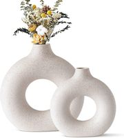 Vasen, Dekovase (2er Set), Keramik Vase, Moderne Dekovase, Milch Weiß Vasen matt, Pampasgras-Vase, Runde Handmade Getrocknete Blumenbehälter