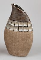 30cm creme braun Keramik Formano Deko Vase KARAMELL konisch oval H