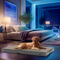 WISFOR Orthopädisches Hundebett, Faltbares Tierbett Kunstleder, 3D Hundesofa Hundekorb gelenkschonend waschbar wasserdicht, XXL: 130x84.5x9cm, hellgrau