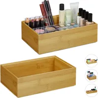 relaxdays 2 x Ordnungsbox Bambus