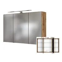 Badezimmer Spiegelschrank 3D LOUROSA-03 mit Beleuchtung in Wotaneiche Nb., B/H/T: ca. 100/66/20 cm