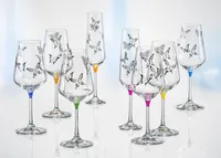 Weingläser Bohemia Kristall, Model Butterfly, Mehrfarbig, 350 ml, 6er Set