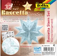 folia Faltblätter Bascetta-Stern, eisblau / bedruckt