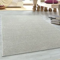 Wohnzimmer Teppich Rund Rechteckig Kurzflor Einfarbig Design, Farbe: Creme, Grösse: 200 x 290 cm