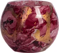 Goodwill Teelichthalter Glas Rot-Rosa-Gold D 11 cm