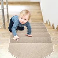 Brielle Antirutsch Treppenstufen Matten selbstklebende Teppich Treppenstufen halbrund 20 dp Trittschalldämmung 15 Stück 65 x 24 x 3,5 cm Beige