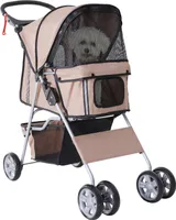 PawHut Hundewagen Hundebuggy Pet Hunde Buggy Stroller Jogger Anhänger Kaffeebraun