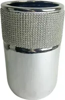 Keramikvase im Glamour-Stil mit Rand silber klein silber