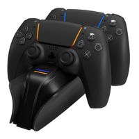 snakebyte TWIN:CHARGE 5 - schwarz - Ladestation für 2x PlayStation 5 DualSense Controller, 2 Std. Schnellladung, LED-Ladestatusanzeige, PS5-Design
