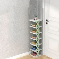 360Home Einfaches Schuhregal abnehmbar Grün 7 Ebenen