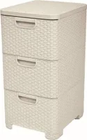 Curver Regał z 3 Szufladami Szafka Komoda Łazienkowy Rattan Kremowy 3x14L