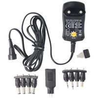 3 Volt bis 12 Volt Universal-Netzteil inklusive 1 USB- und 8 DC-Adaptern, max. 3,6 W und 0,3A