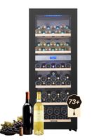 Kalamera Weintemperierschrank Zwei Zonen, leise Weinkühlschränke mit UV-undurchlässigem Glas, Schwarz, 127 cm Höhe