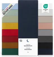 Blumtal Basics 2er-Set Mikrofaser Spannbettlaken 100x200cm - Bettlaken,  , bis 25cm Matratzenhöhe, Dark Ocean Blue - Blau