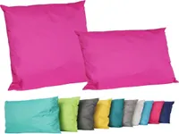 2er Set Outdoor Lounge Kissen Set 45x45cm + 30x50cm Dekokissen Inkl. Füllung Wasserfest Sitzkissen Garten Lotus Effekt, Farbe:Pink
