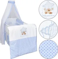 Baby Delux Baby Bettwäsche Bettset 4-tlg Bettausstattung Nestchen Himmel mit Stickerei Twinkle Star Blau