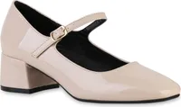 VAN HILL Damen Mary Janes Pumps Klassische Eckige Schuhe 841479, Farbe: Beige, Größe: 38