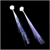 2x LED Party Haarsträhnen mit leuchtenden Glasfasern Hairextensions Haarspange Haarschmuck Haarclip Karneval Junggesellinnenabschied Volksfest Hochzeit Kindergeburtstag Konzert (weiß)