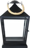Esschert Design Laterne Schwarz mit Tau Größe S 35,4 cm - Metall & Glas