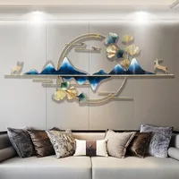 Wandskulpturen, Wanddekoobjekt, Wanddekoration aus Metall, 3D Gingko Blätter Wanddeko, Leichter Luxusstil Schmiedeeisen Wandverzierung, Wandkunst